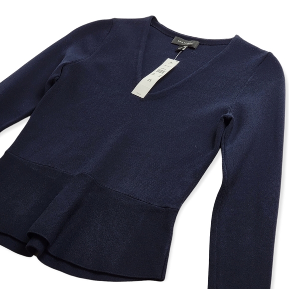 NWT Ann Taylor Ribbed Peplum Sweater - Picture 3 of 9